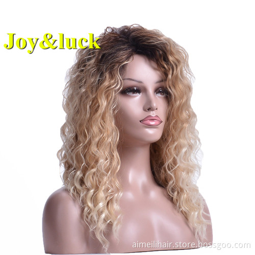 Ladies Wholesale Prices Wig Daily Or Party Side Part Natural Short Curly Black Ombre Blonde Water Wave Synthetic Women Hair Wigs